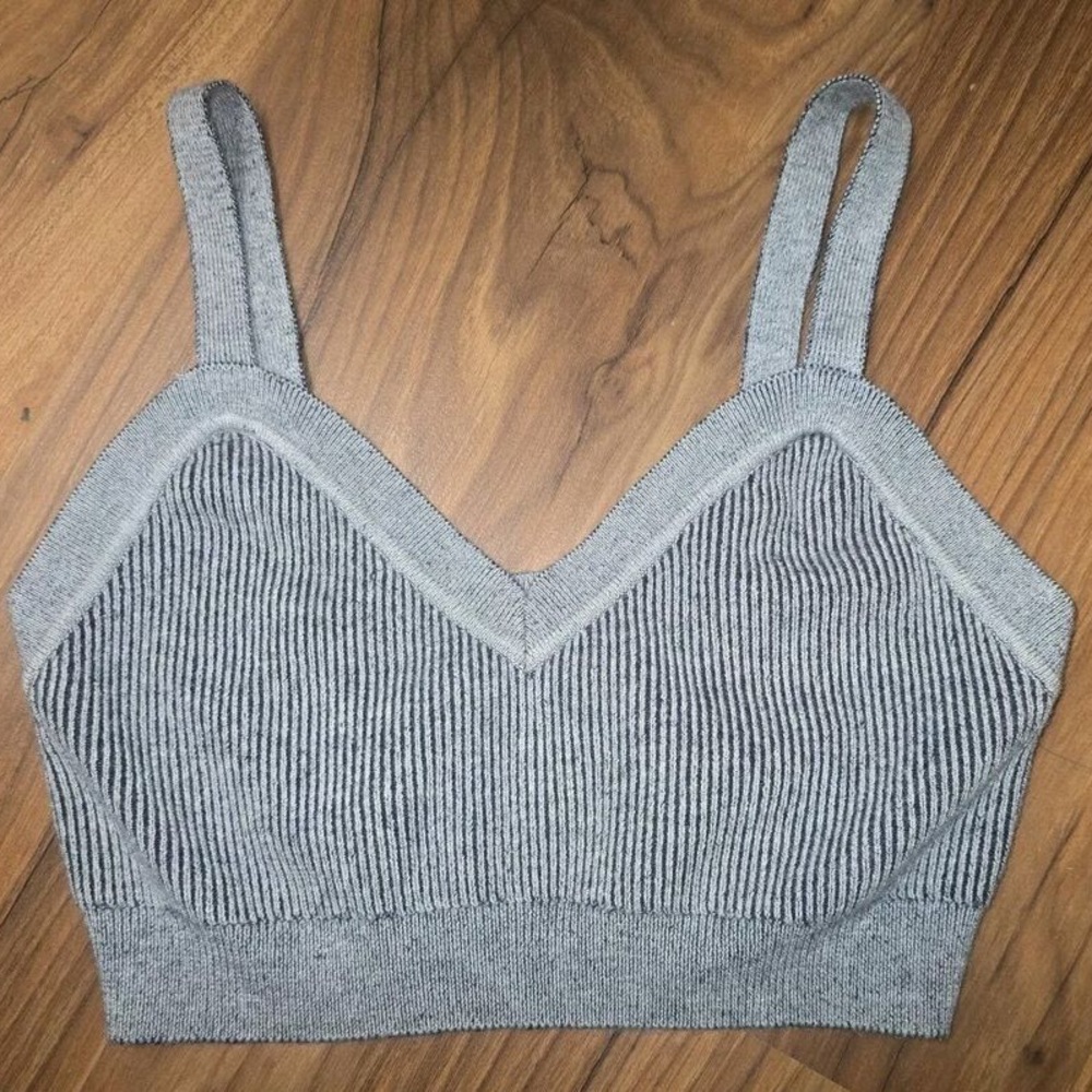 Wild Fable Gray Ribbed Knit Crop Top size XL